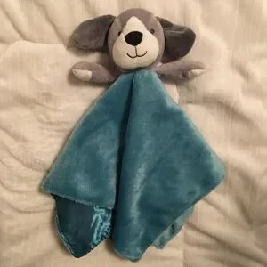 Carter s Puppy Dog Grey Teal Turquoise Satin Plush Baby Lovey